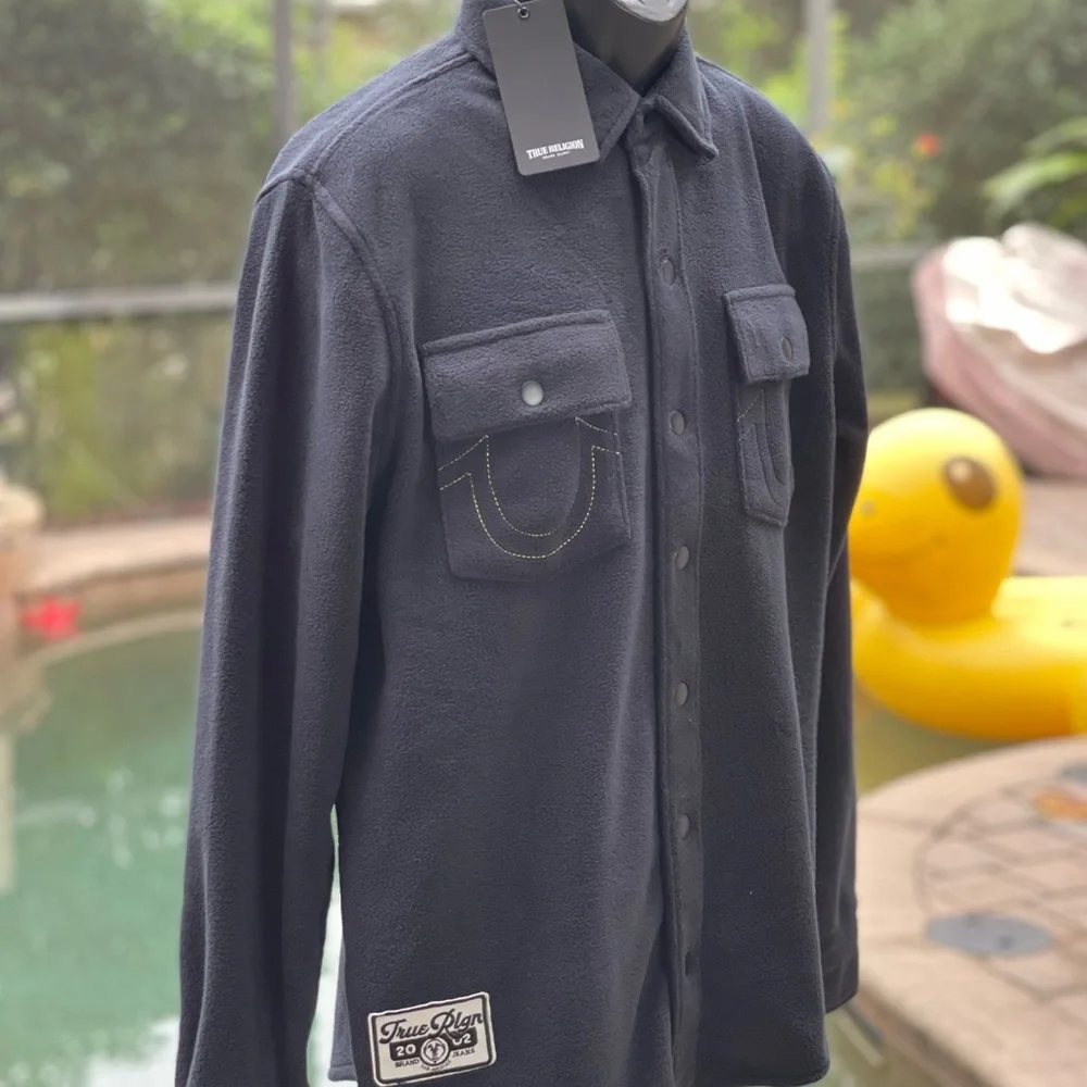 TRUE RELIGION BRAND JEANS‎ POLAR FLEECE BLACK SHACKET